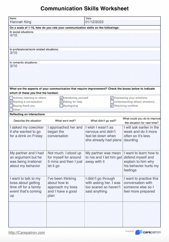 Communication Skills Worksheet & Example  Free PDF Download - FREE Printables - Free Printable Communication Skills Worksheets