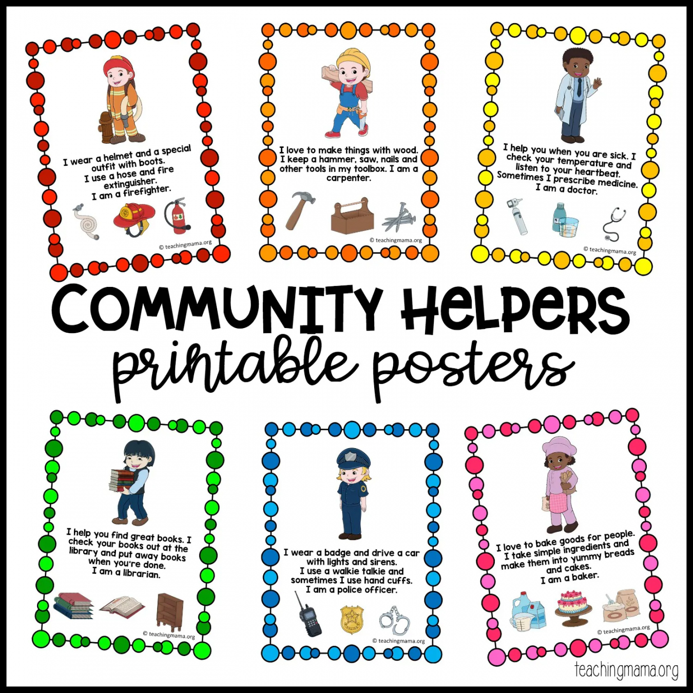 Community Helpers Printable Posters and Activities - Teaching Mama - FREE Printables - Free Printable Community Helpers