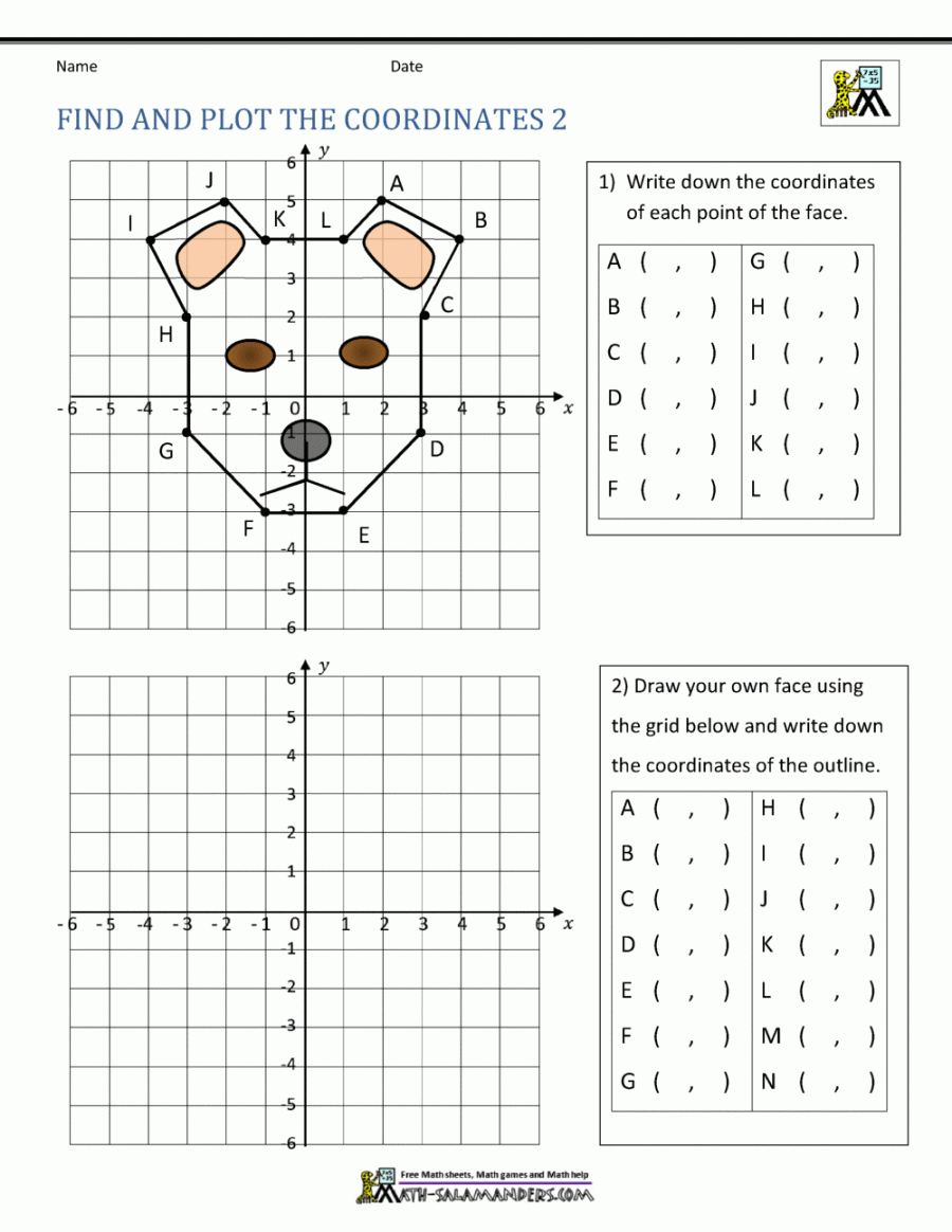 Coordinate Plane Worksheets -  quadrants - FREE Printables - Free Printable Coordinate Graphing Pictures Worksheets