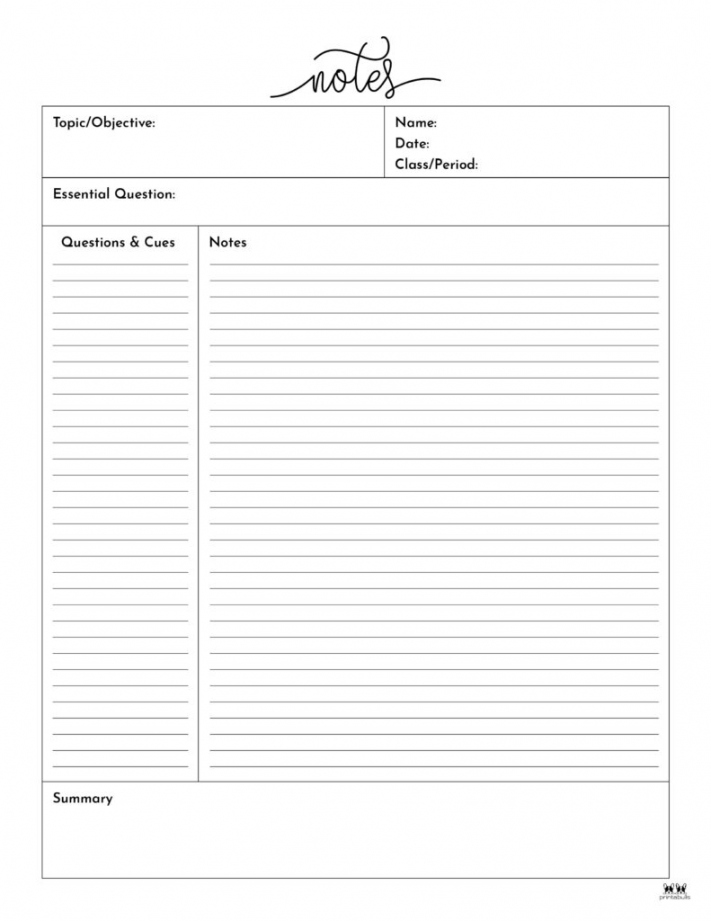 Cornell Notes Templates -  FREE Printables  Printabulls - FREE Printables - Free Printable Note Taking Templates