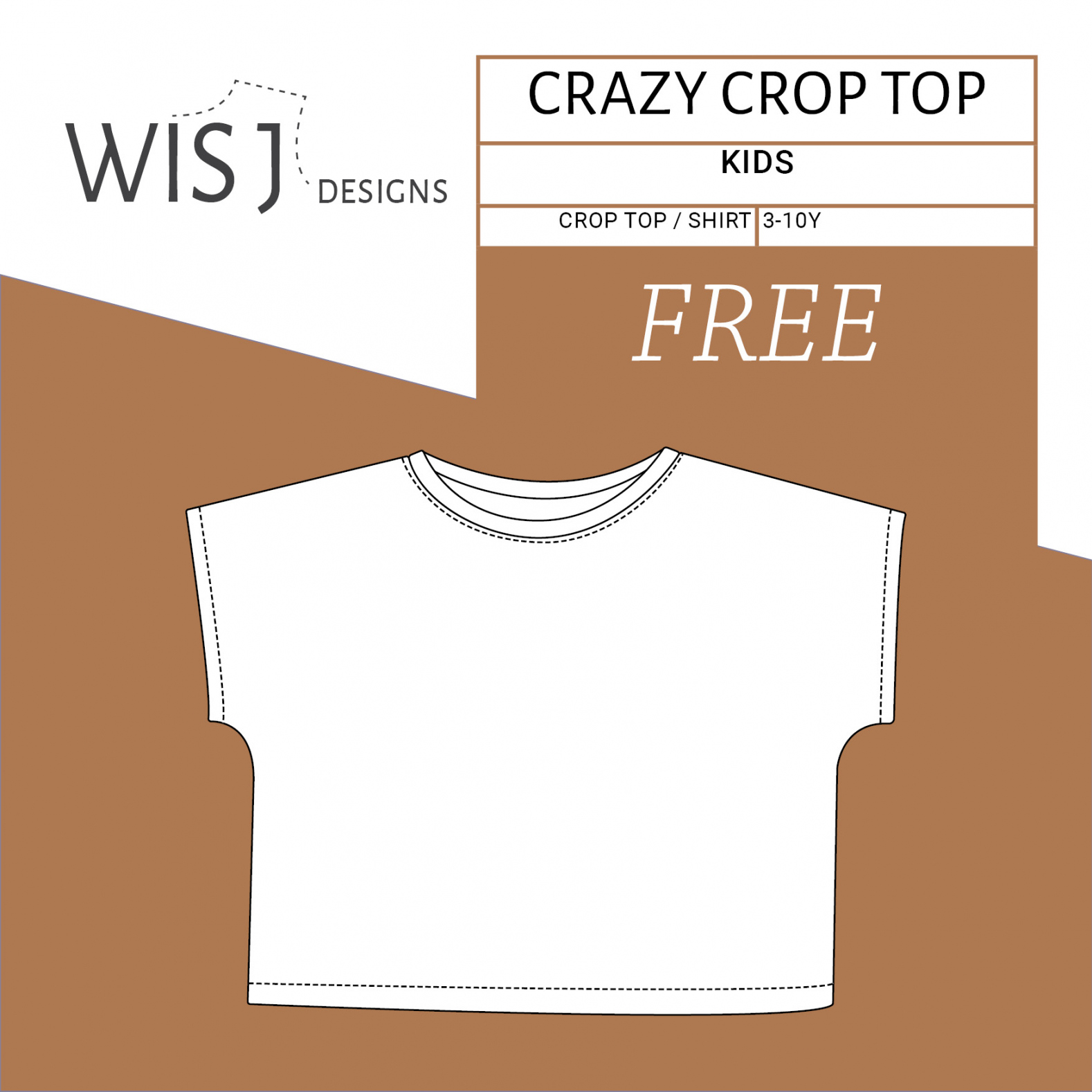 Crazy crop top free pdf sewing pattern - WISJ Designs - FREE Printables - Printable Free Crop Top Sewing Pattern