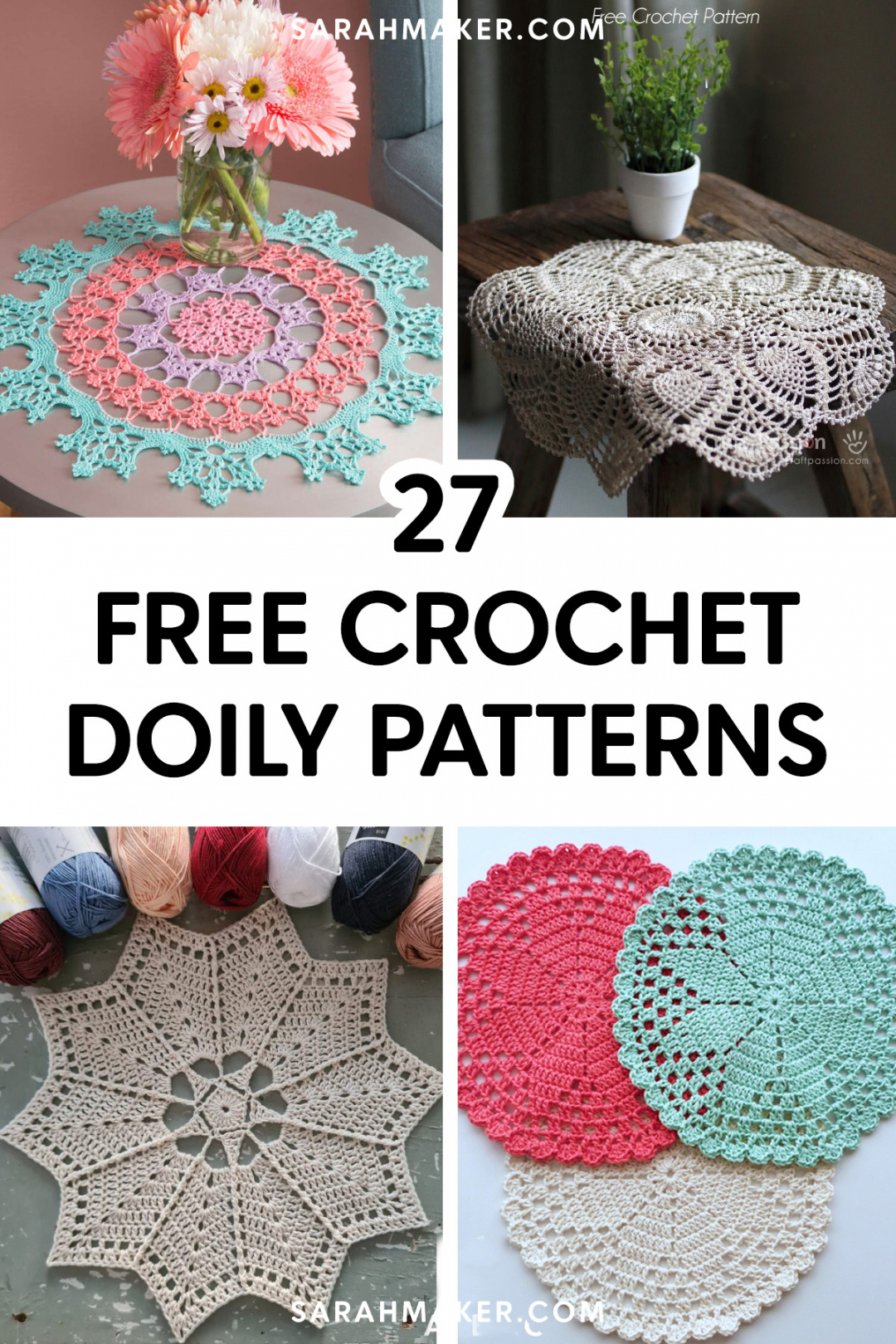 Crochet Doily Patterns (Beginner to Advanced) - Sarah Maker - FREE Printables - Printable Free Crochet Doily Patterns Diagrams