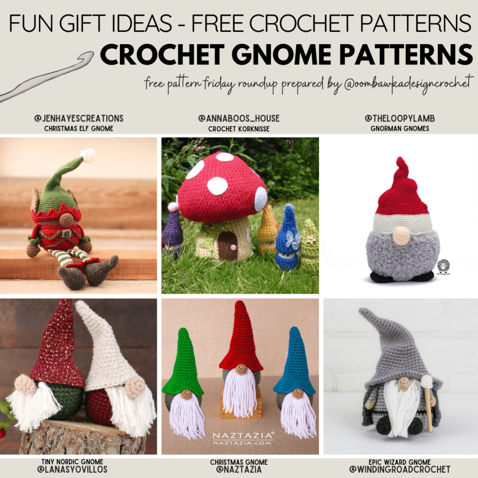 Crochet Gnome Patterns • Oombawka Design Crochet - FREE Printables - Printable Crochet Gnome Pattern Free