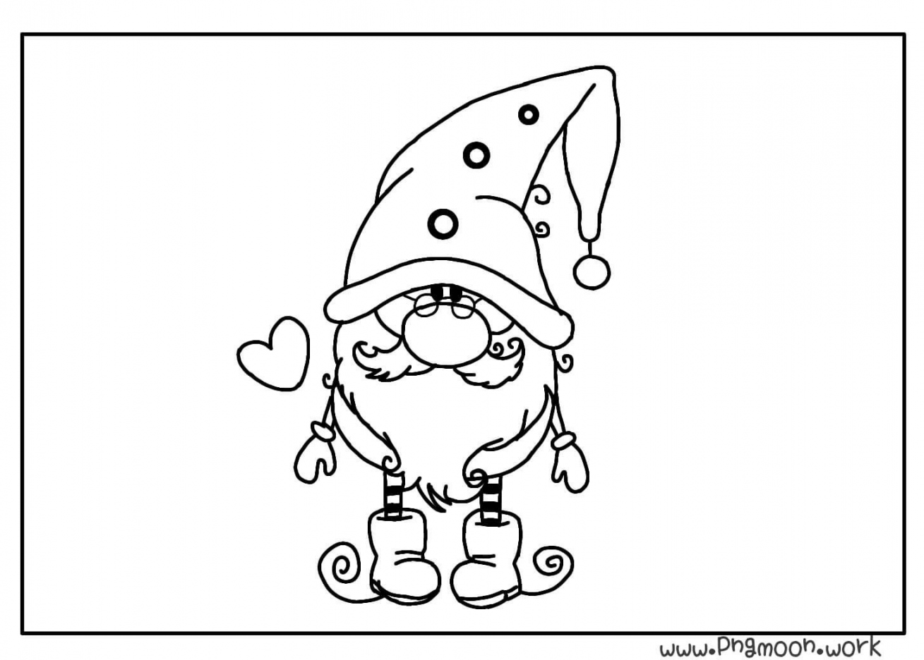Cute Christmas Gnome Coloring Page - Pngmoon  Coloring pages  - FREE Printables - Free Printable Christmas Gnome Coloring Page