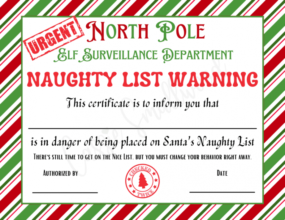 Cute Naughty List Letters From Santa - Cassie Smallwood - FREE Printables - Free Printable Warning Letter From Santa