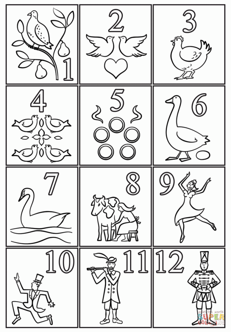 Days of Christmas coloring page from Christmas Animals category  - FREE Printables - Free Printable 12 Days Of Christmas Clipart