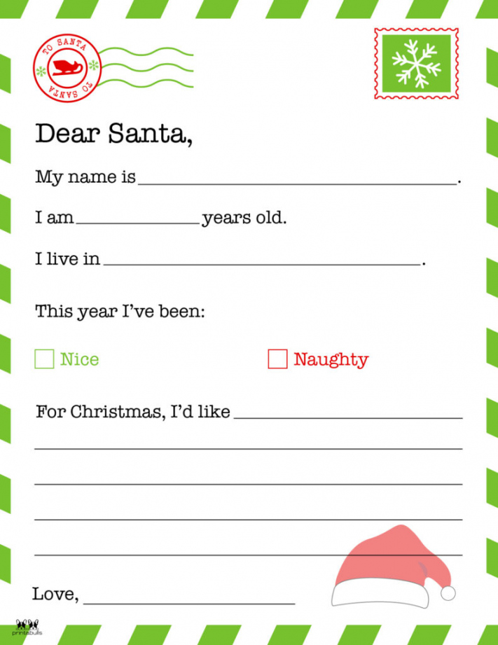 Dear Santa Letter Printables - FREE  Printabulls - FREE Printables - Santa Letter Template Free Printable