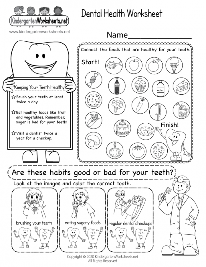 Dental Health Worksheet for Kindergarten - Free Printable, Digital  - FREE Printables - Free Printable Dental Health Worksheets