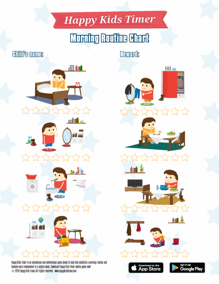 adhd daily routine checklist - Download Free Printable Morning Routine Chart Free Printables 768x994