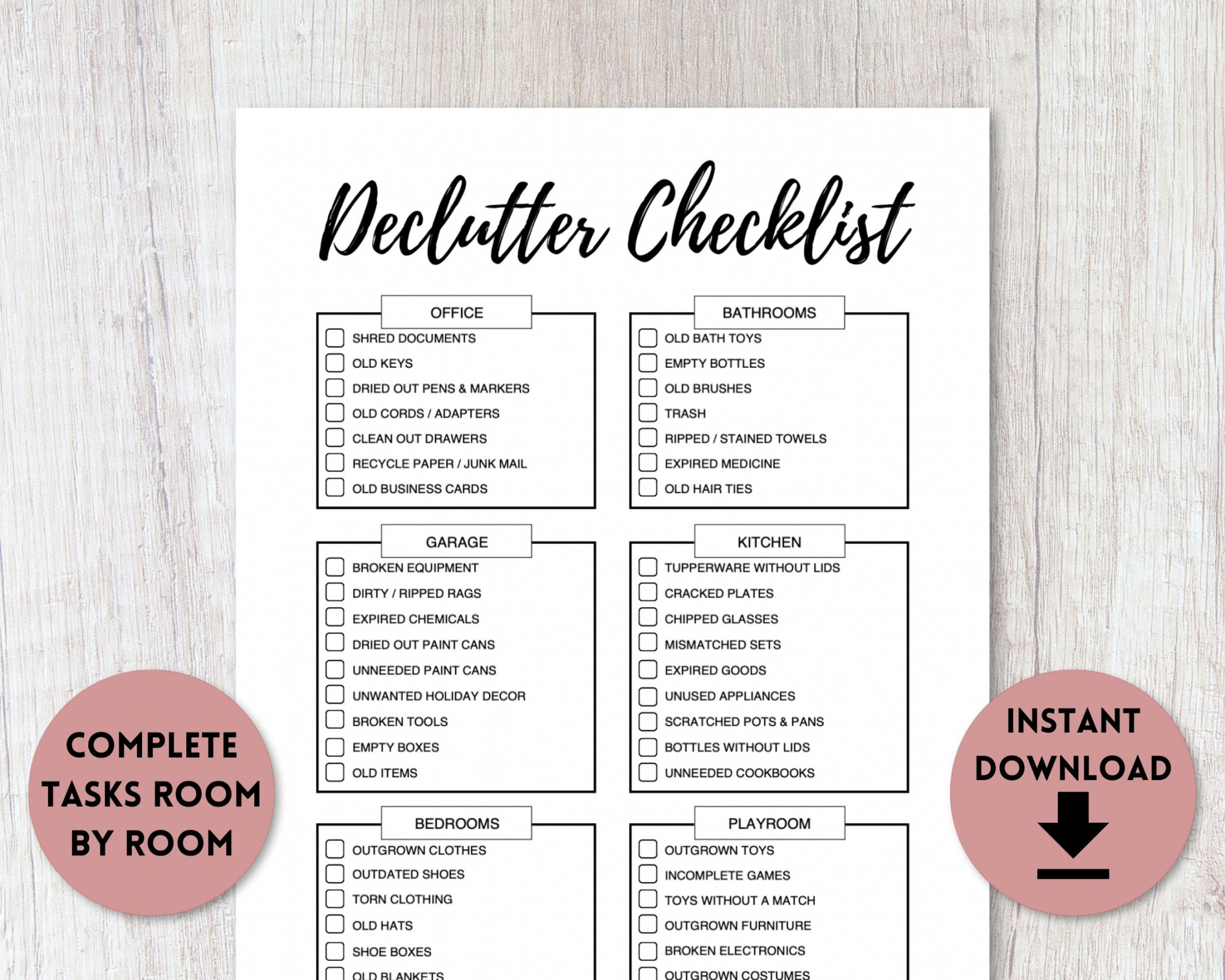 Editable Declutter Checklist Printable Editable Cleaning - Etsy  - FREE Printables - Free Printable Decluttering Checklist