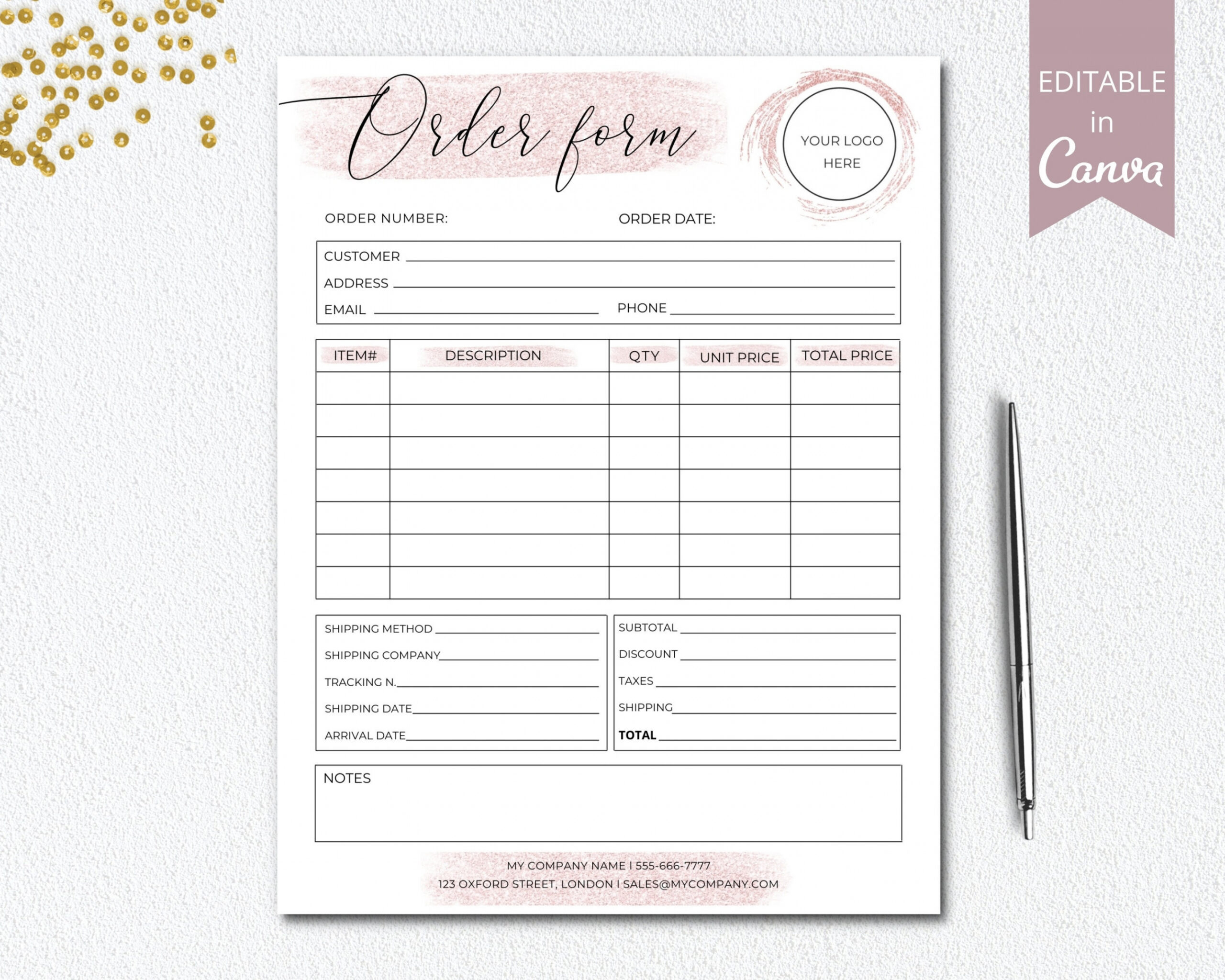 Editable Order Form Small Business Forms Printable Craft - Etsy  - FREE Printables - Small Business Free Printable Order Forms For Crafts