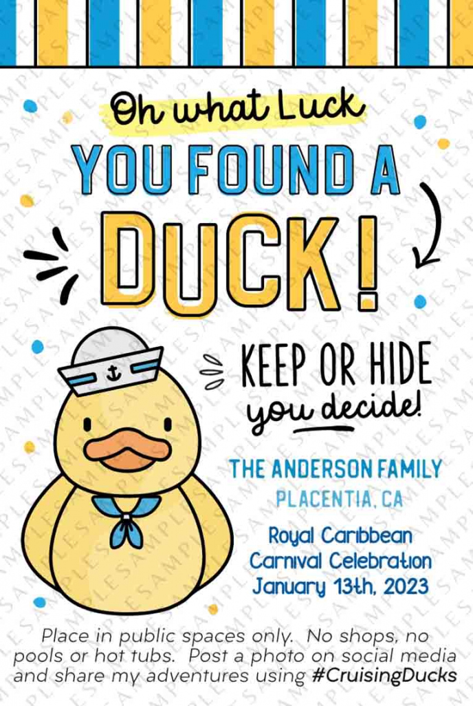 Editable You found a Duck Cruising Ducks Tag template Cruise ship rubb - FREE Printables - Free Printable Cruise Duck Tags