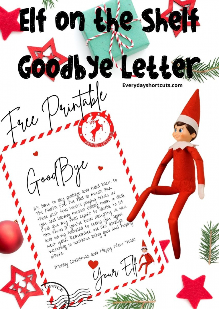 Elf on the Shelf Goodbye Letter FREE Printable - Everyday Shortcuts - FREE Printables - Free Printable Elf On The Shelf Goodbye Letter