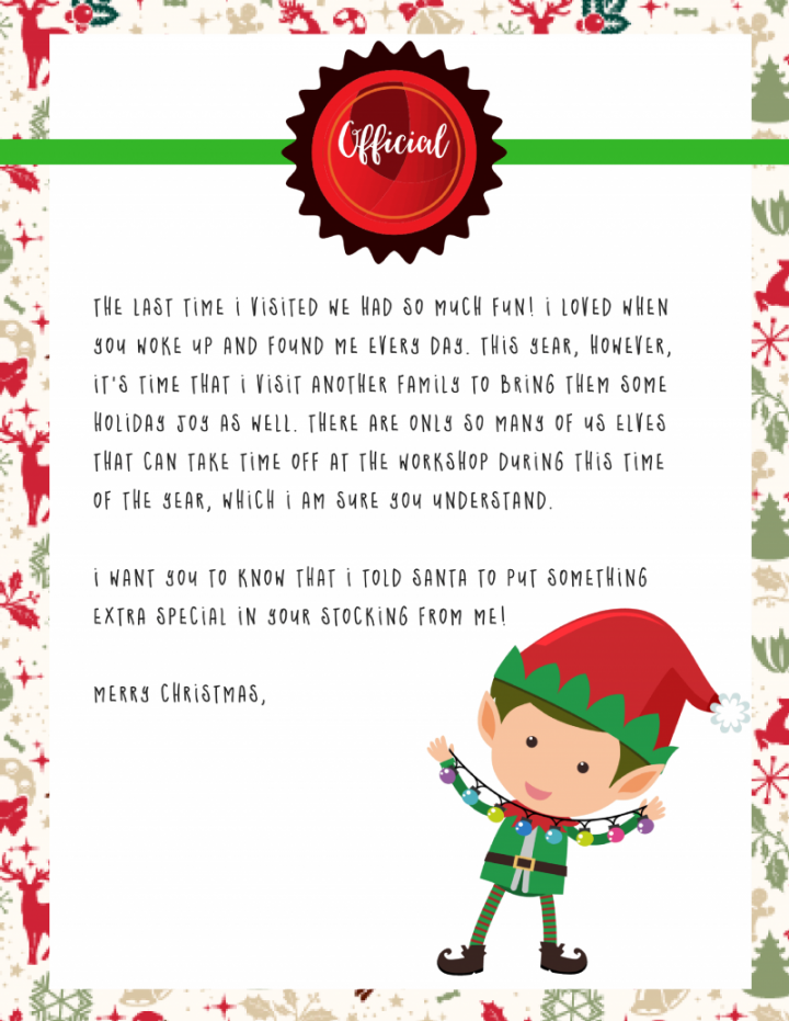 Free Printable Editable Elf On The Shelf Goodbye Letter - FREE Printable HQ
