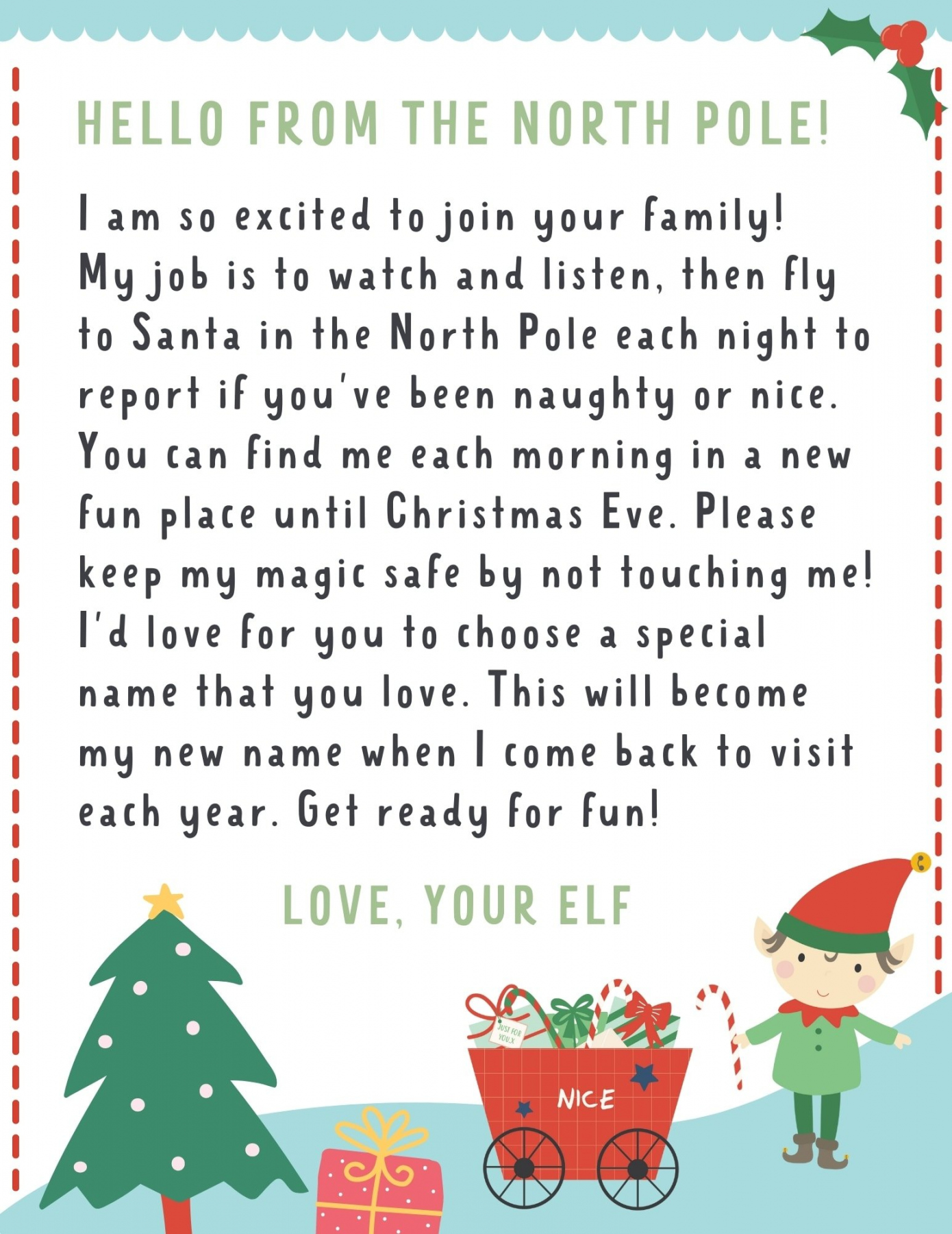 Elf on the Shelf Letter  FREE Printables! - Make Life Lovely - FREE Printables - Free Printable Elf On The Shelf Arrival Letter