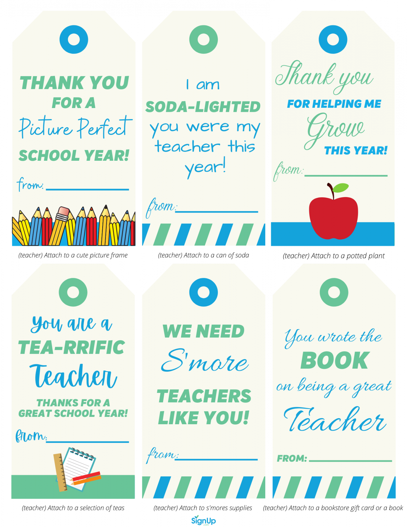 End of Year Thank You Printables  SignUp - Free Printable Thank You Cards For Teachers