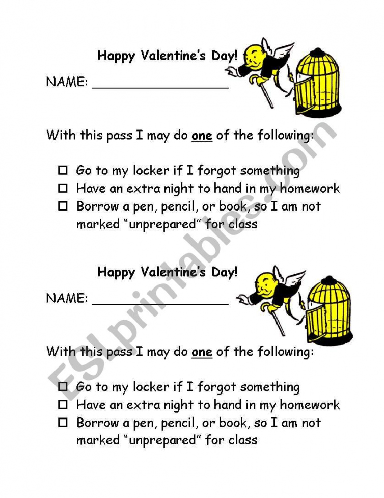 English worksheets: Get Out of Jail Free Card - FREE Printables - Get Out Of Jail Free Card Printable