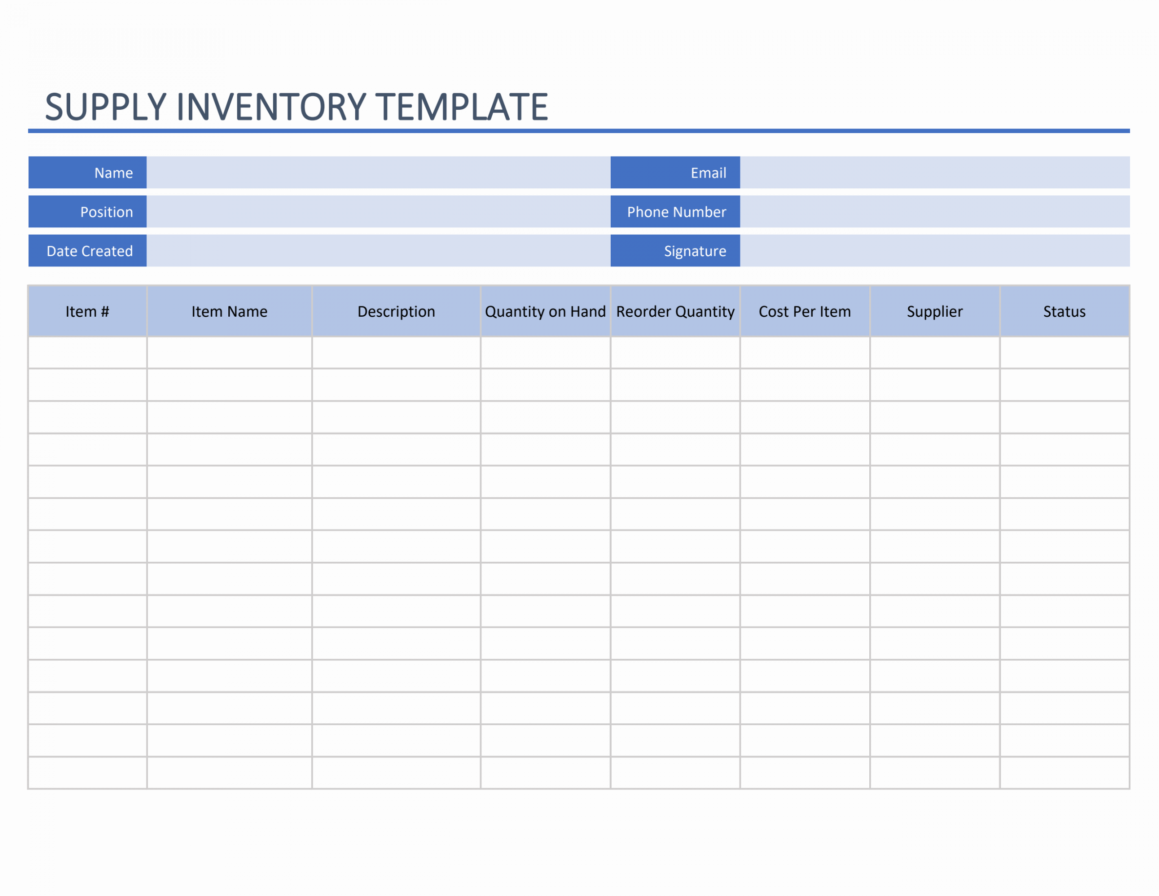 Excel Supply Inventory Template - FREE Printables - Supply Inventory Free Printable Inventory Sheets