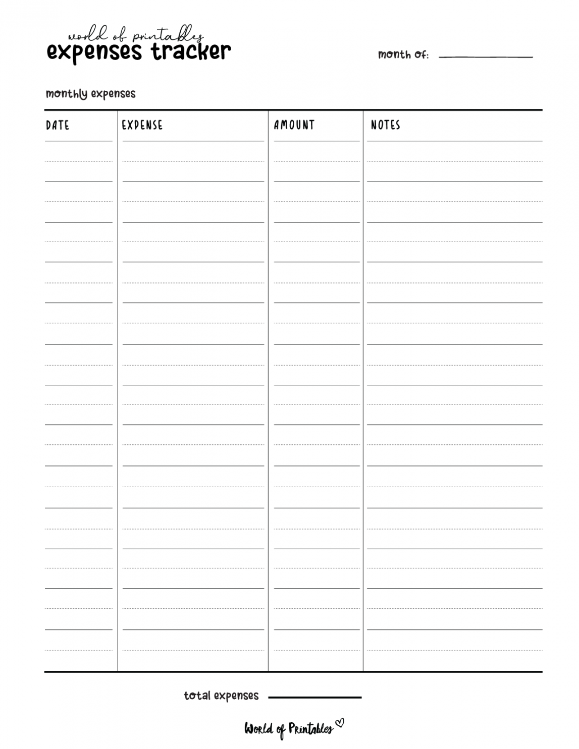 Expense Tracker Templates - World of Printables - FREE Printables - Free Printable Expense Tracker