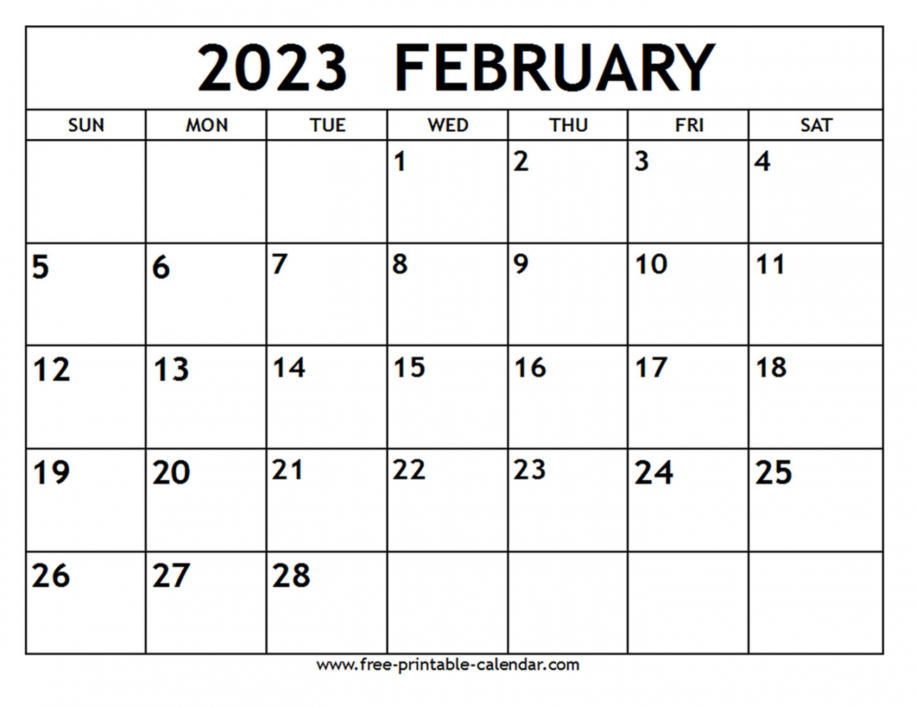 February  Calendar - Free-printable-calendar - February 2023 Free Printable Calendar