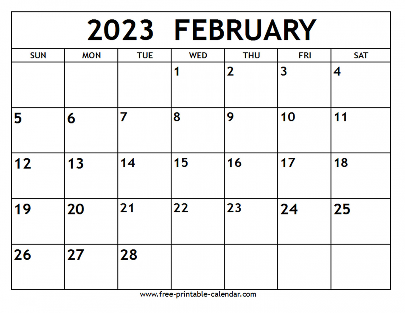 February  Calendar - Free-printable-calendar - February 2023 Calendar Free Printable