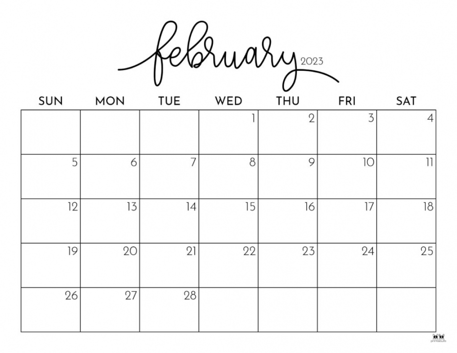 February  Calendars -  FREE Printables  Printabulls - FREE Printables - February 2023 Calendar Free Printable