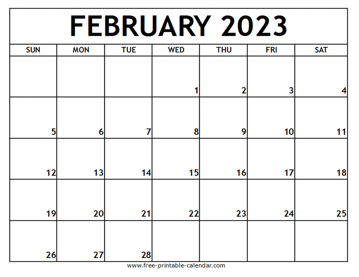 February 2023 Free Printable Calendar - FREE Printable HQ