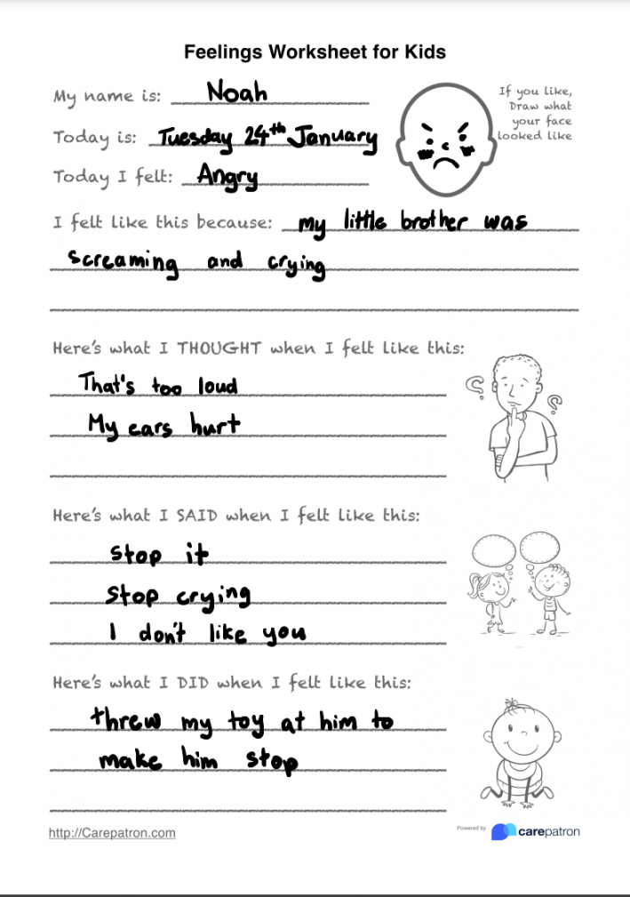 Feelings Worksheet For Kids & Example  Free PDF Download - FREE Printables - Free Printable Feelings Worksheets