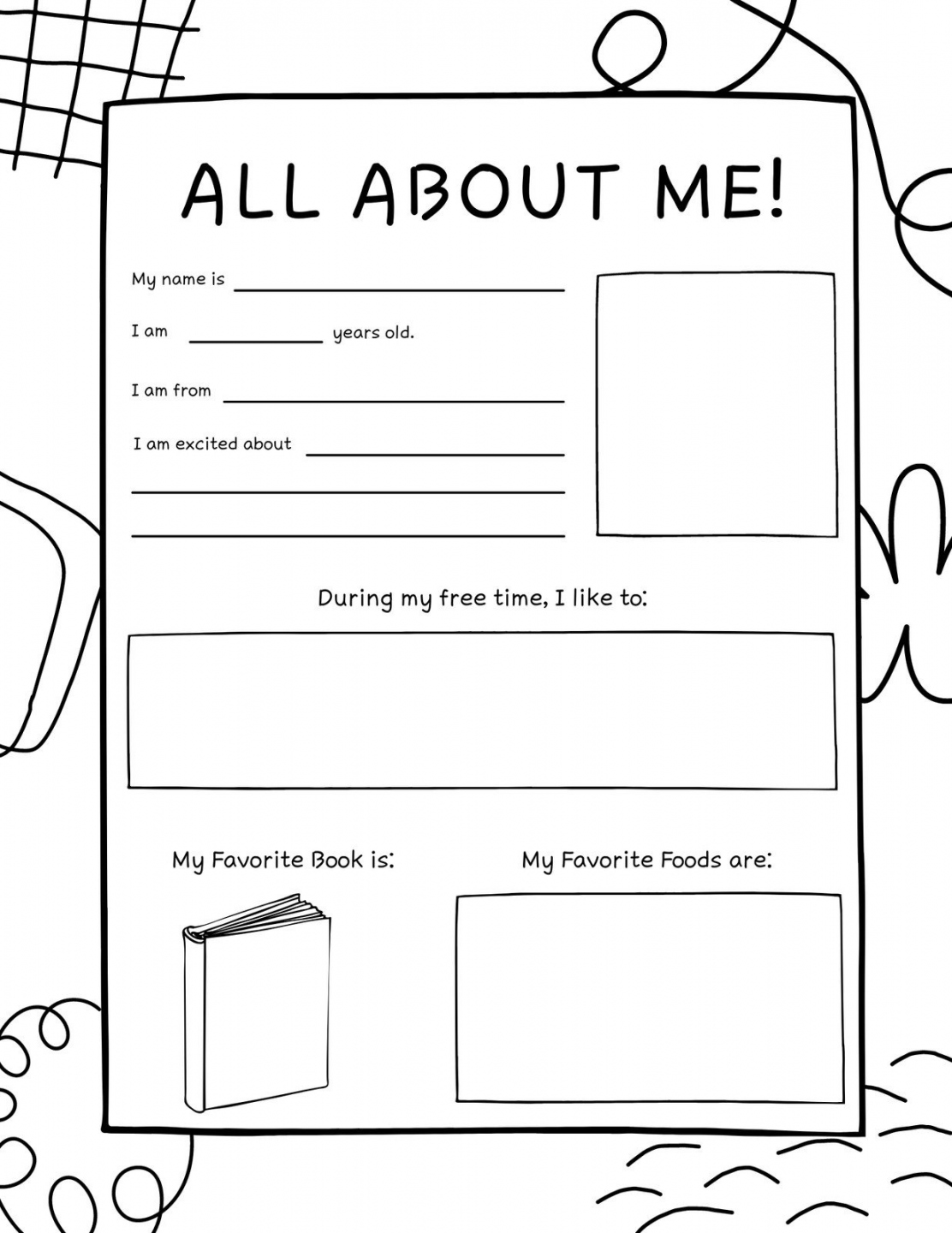 Free and printable All About Me worksheet templates  Canva - FREE Printables - All About Me Free Printable