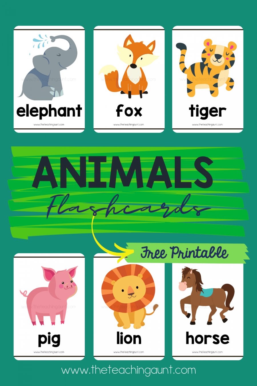 Free Animal Flashcards - The Teaching Aunt - FREE Printables - Free Printable Animal Pictures