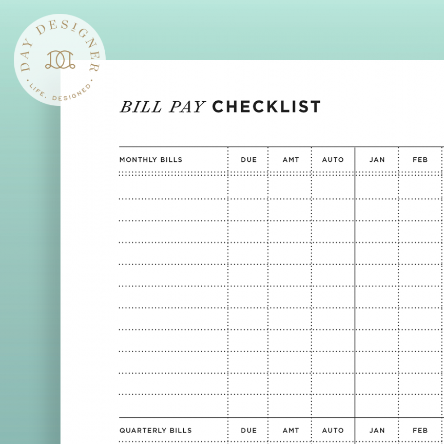 Free Bill Tracker Printable  Day Designer - FREE Printables - Free Printable Bill Pay Checklist