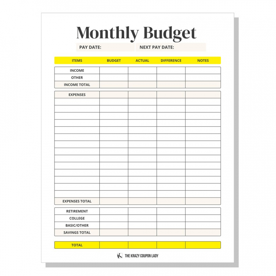 Free Budget Printables to Save More Money - The Krazy Coupon Lady - FREE Printables - Free Printable Budget Sheets