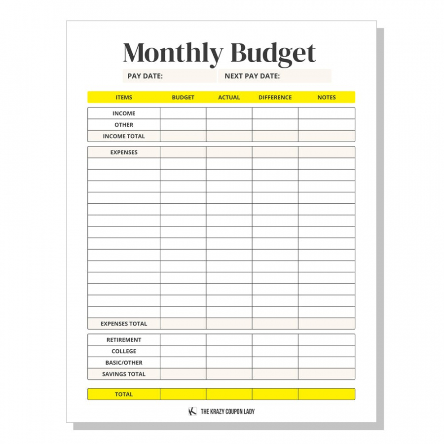 Free Budget Printables to Save More Money - The Krazy Coupon Lady - FREE Printables - Budget Sheets Free Printable