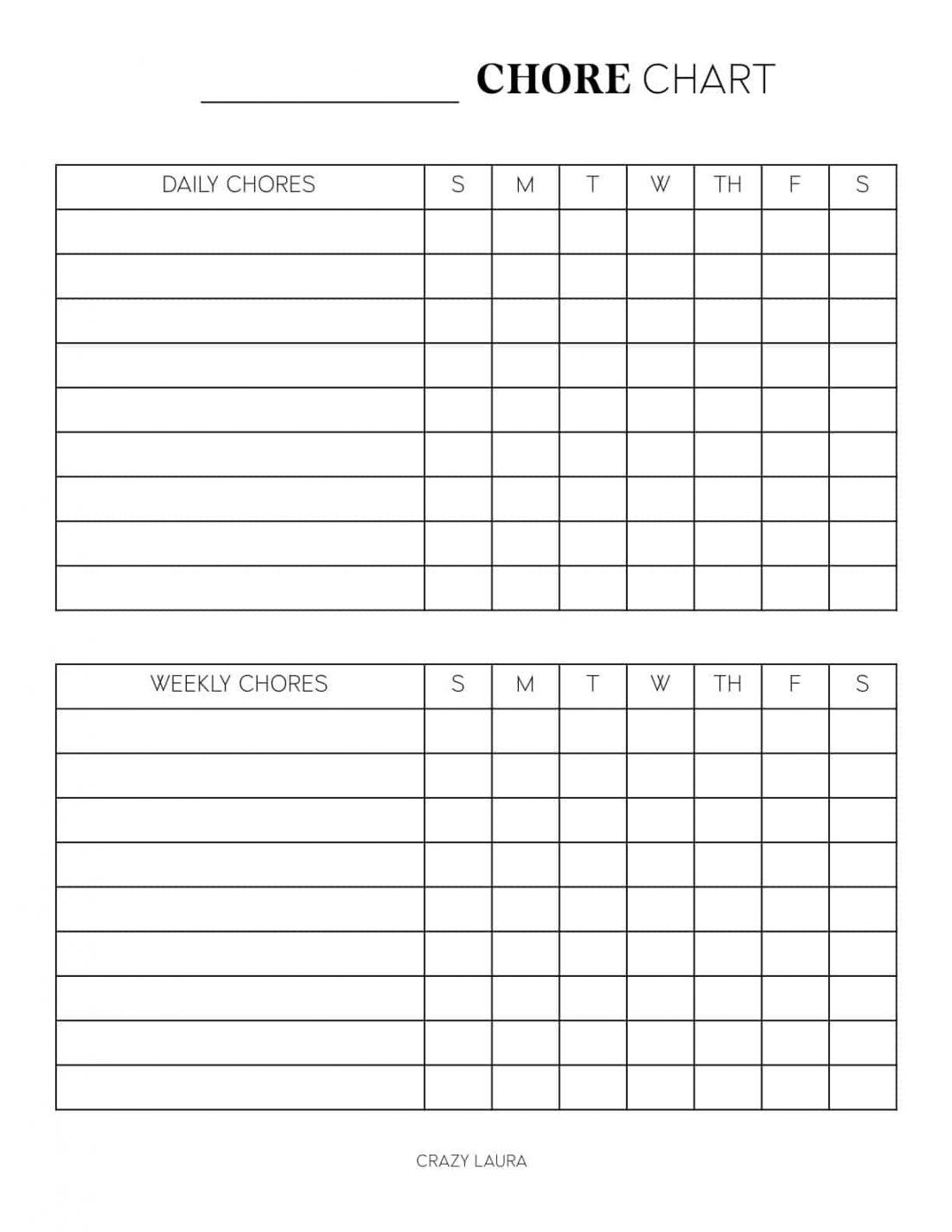 Free Chore Chart Printable With Weekly and Daily Versions - Crazy  - FREE Printables - Pdf Free Printable Chore Charts