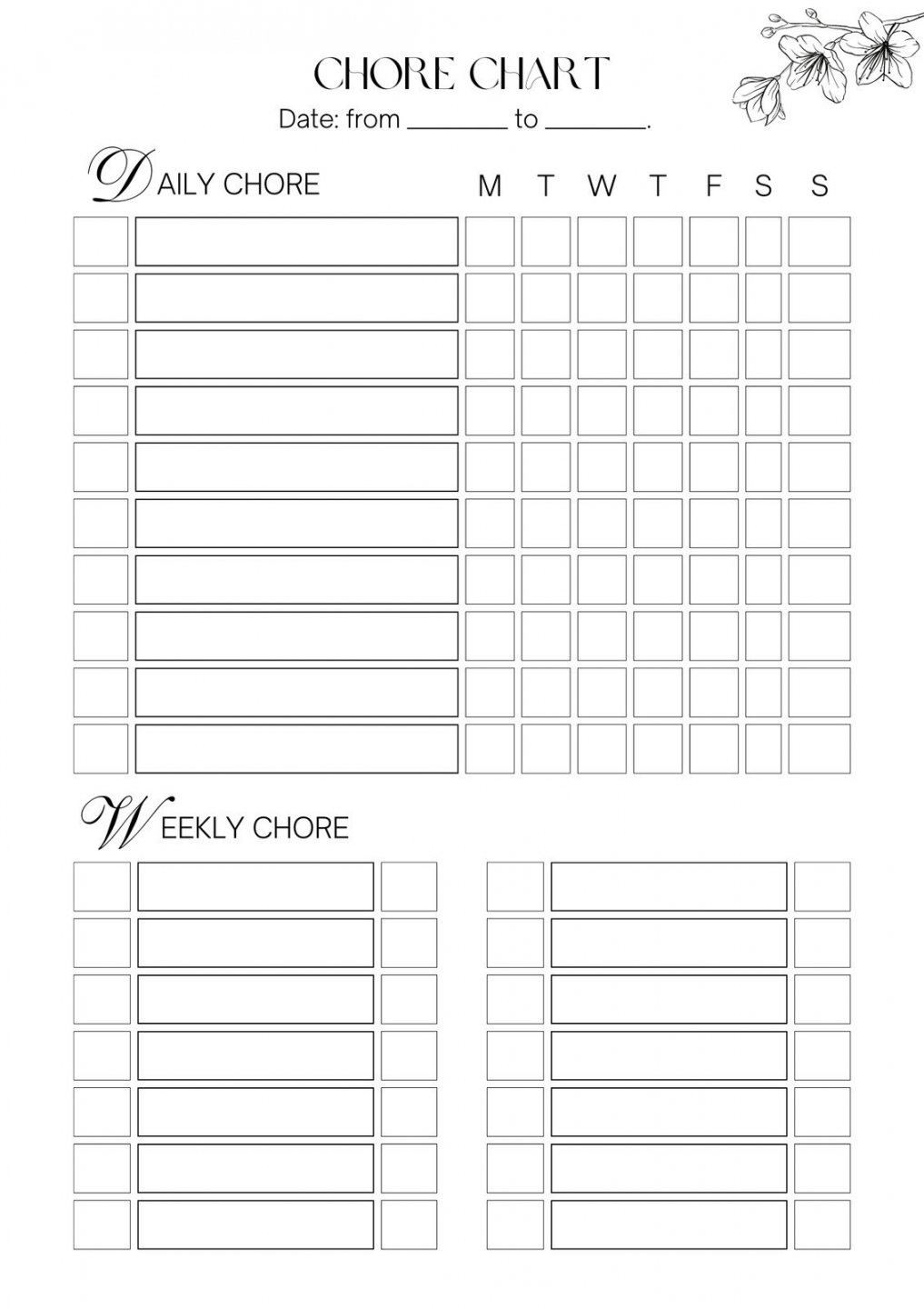 Free customizable chore chart templates to print  Canva - FREE Printables - Free Printable Chore Charts For Adults