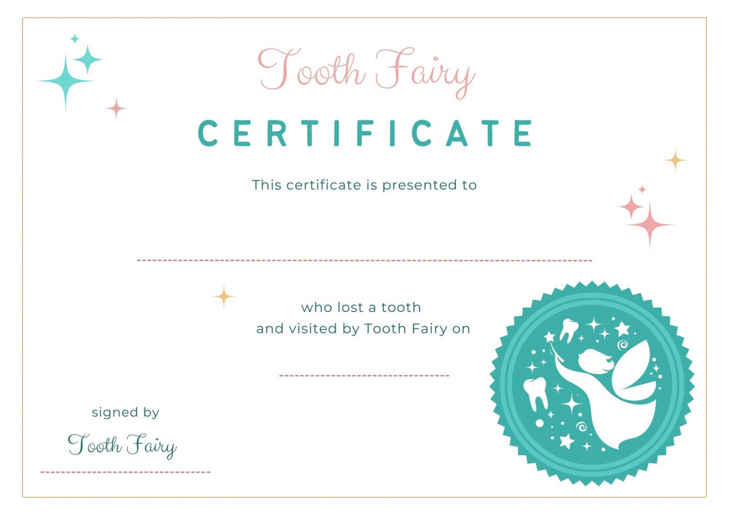 Free customizable tooth fairy certificate templates  Canva - FREE Printables - Tooth Fairy Certificate Free Printable