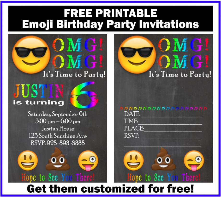 Free Customized Emoji Invitations and Birthday Printables  - FREE Printables - Emoji Invitations Printable Free