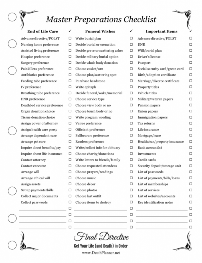 Free Death Planner Forms  Free Printables - FREE Printables - Free Printable Funeral Planning Checklist