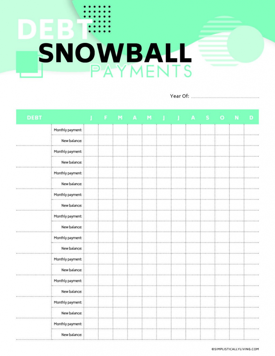 Free Debt Snowball Printable Worksheets – Simplistically Living - FREE Printables - Free Printable Debt Payoff Worksheet