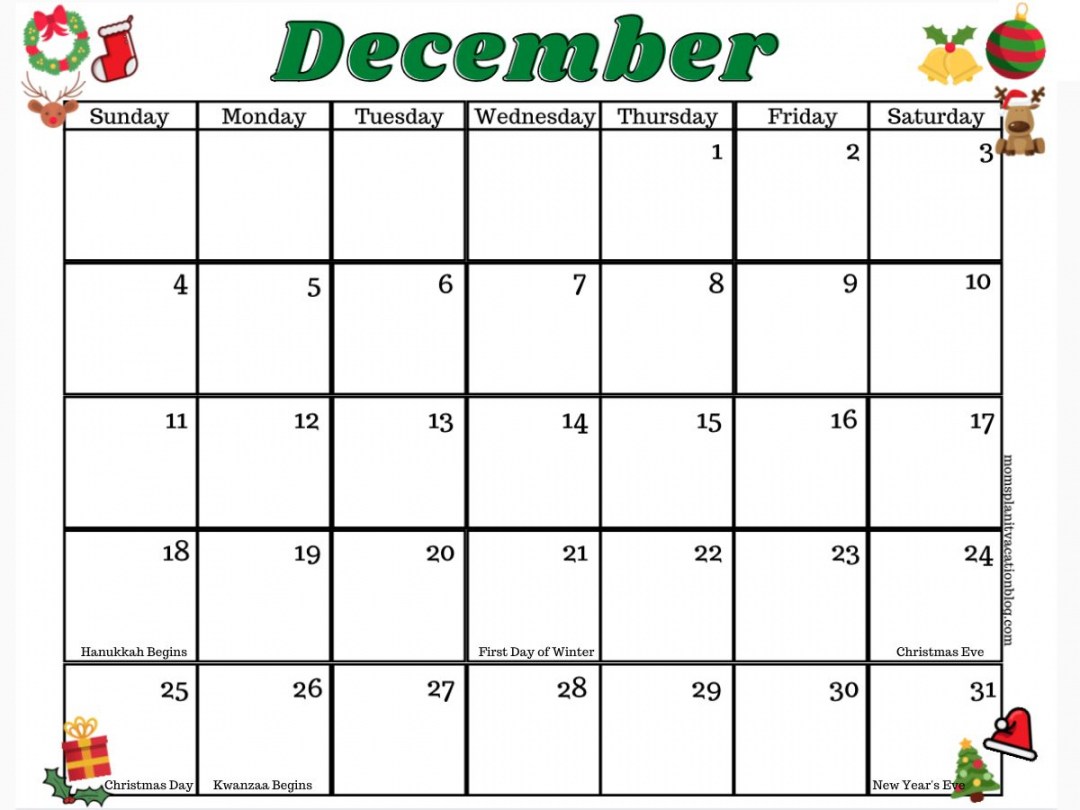 Free December Calendar Printable () - FREE Printables - Free Printable December Calendar