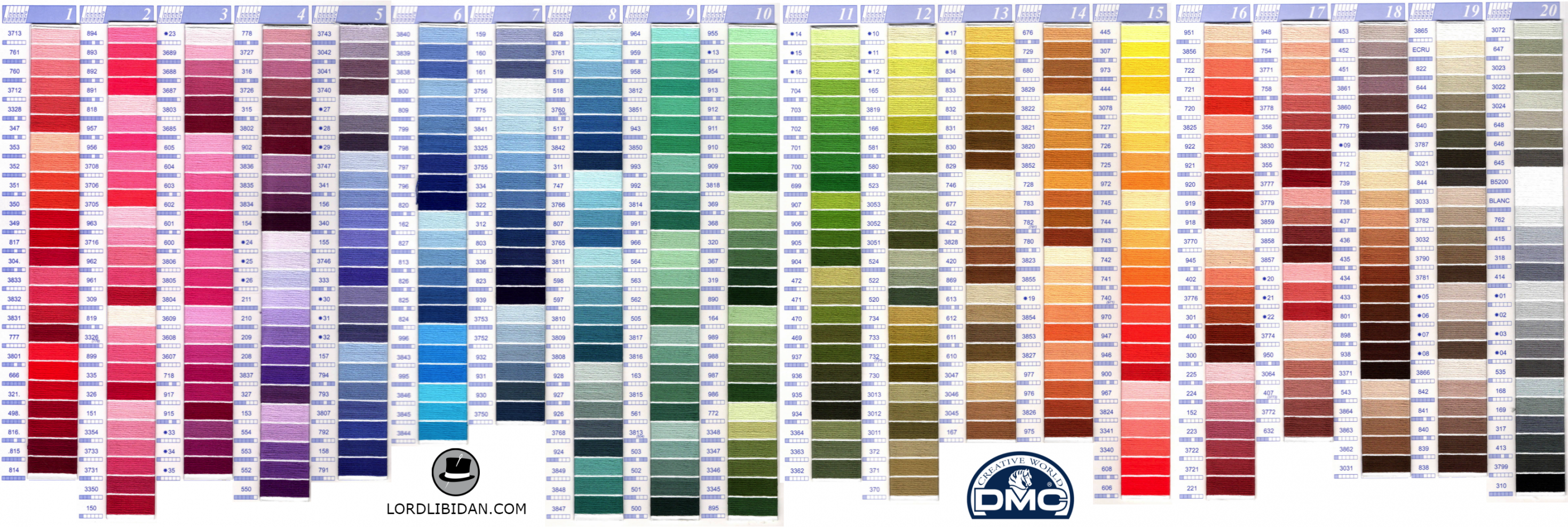 Free DMC Color Chart  Lord Libidan - FREE Printables - Checklist Free Printable Dmc Color Chart