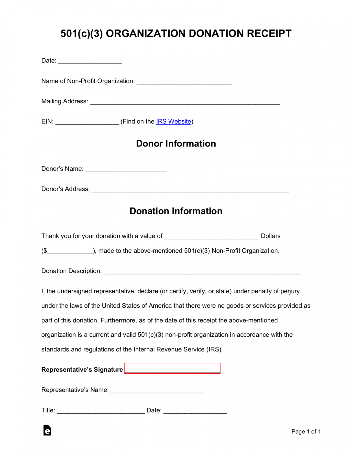 Free Donation Receipt Template  (c)() - PDF  Word – eForms - FREE Printables - Free Printable Donation Receipt Template