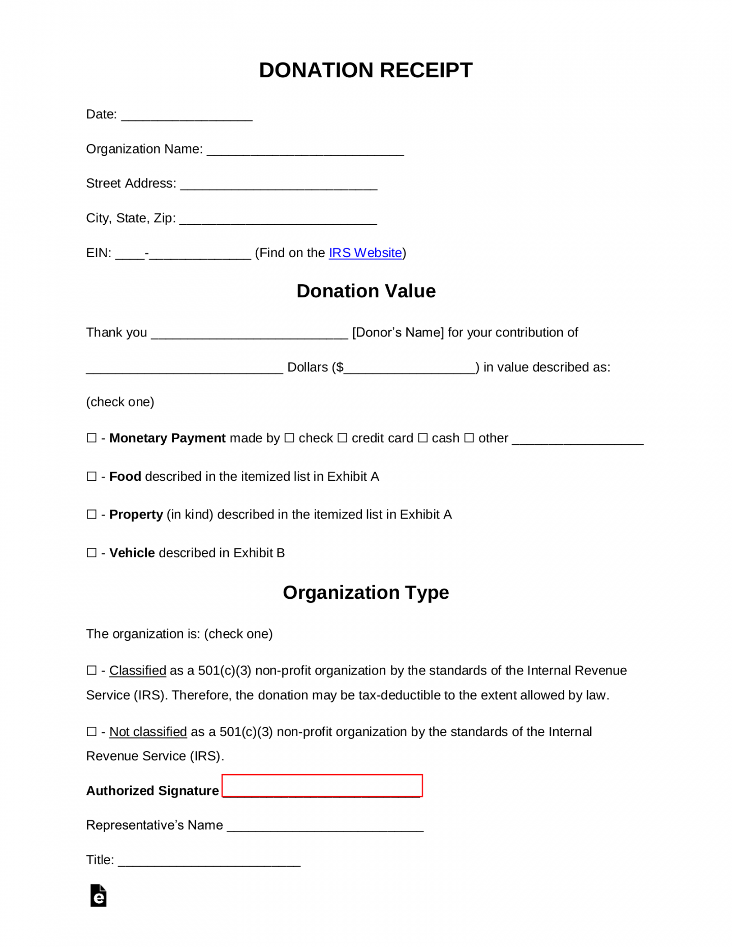 Free Donation Receipt Templates  Samples - PDF  Word – eForms - FREE Printables - Free Printable Donation Receipt Template