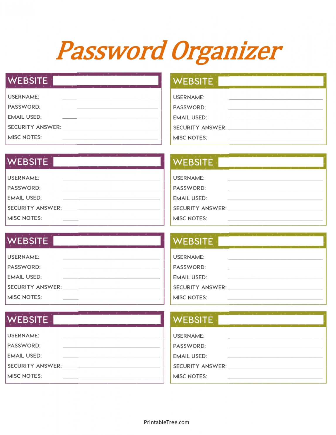 Template Free Printable Password Organizer - FREE Printable HQ