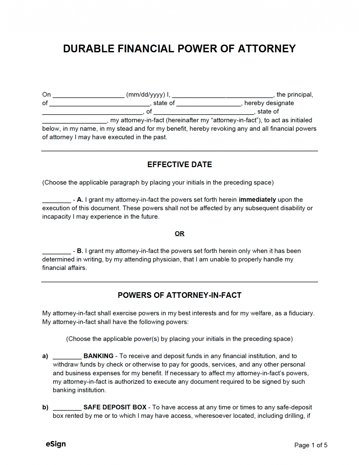 Free Durable Power of Attorney Forms  PDF  Word - FREE Printables - Free Printable Durable Power Of Attorney