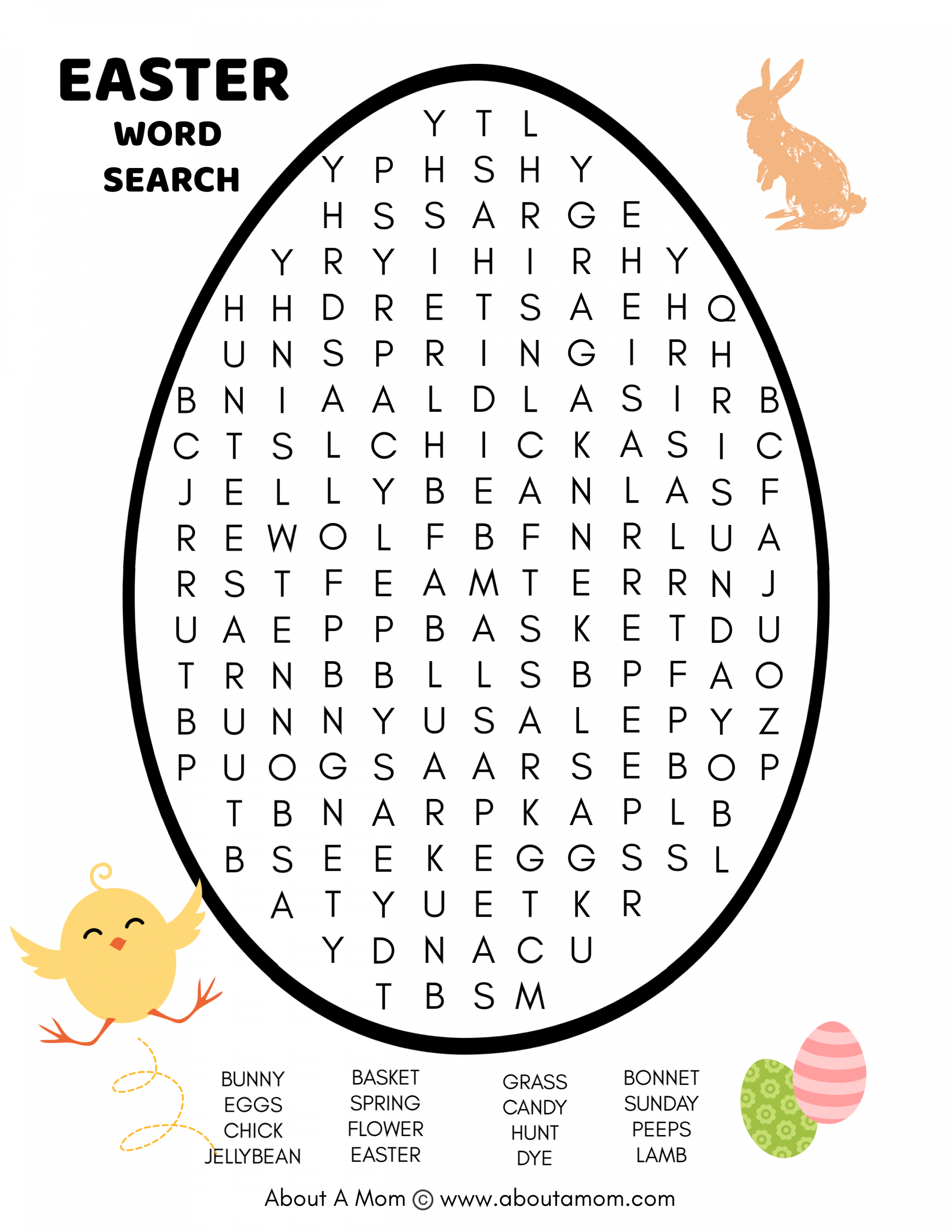 Free Easter Word Search Printable - About a Mom - FREE Printables - Free Printable Easter Word Search