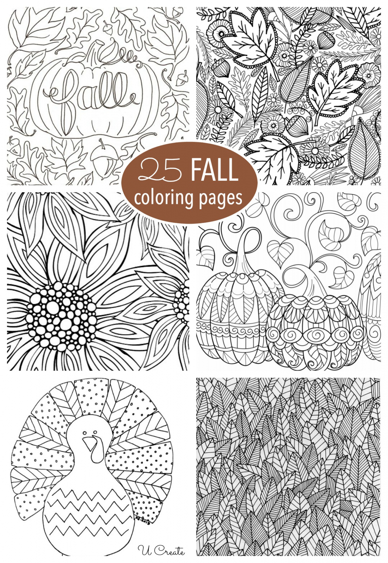 Free Fall Adult Coloring Pages - U Create - FREE Printables - Free Fall Printable Coloring Pages