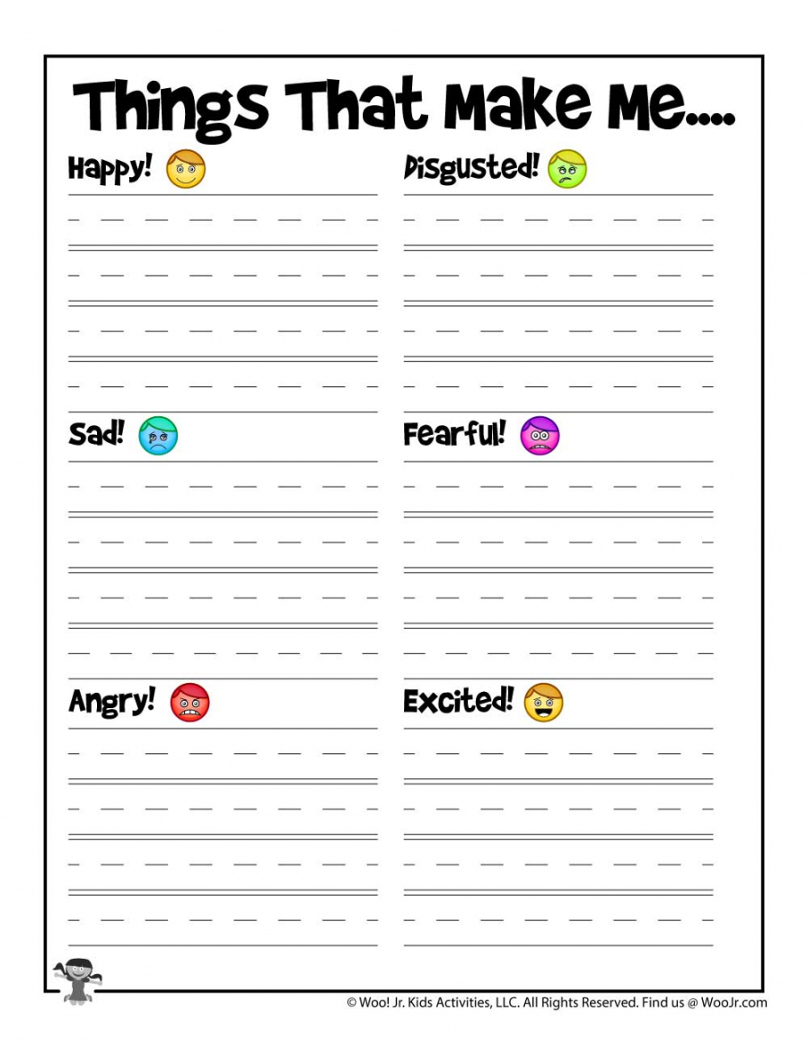 Free Feelings Writing Exercise Printable  Woo! Jr - Free Printable Feelings Worksheets