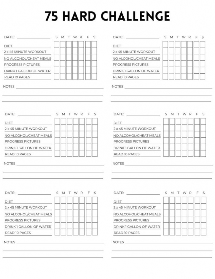 Free  Hard Printable Calendar - OriginalMOM - FREE Printables - 75 Hard Challenge Printable Free