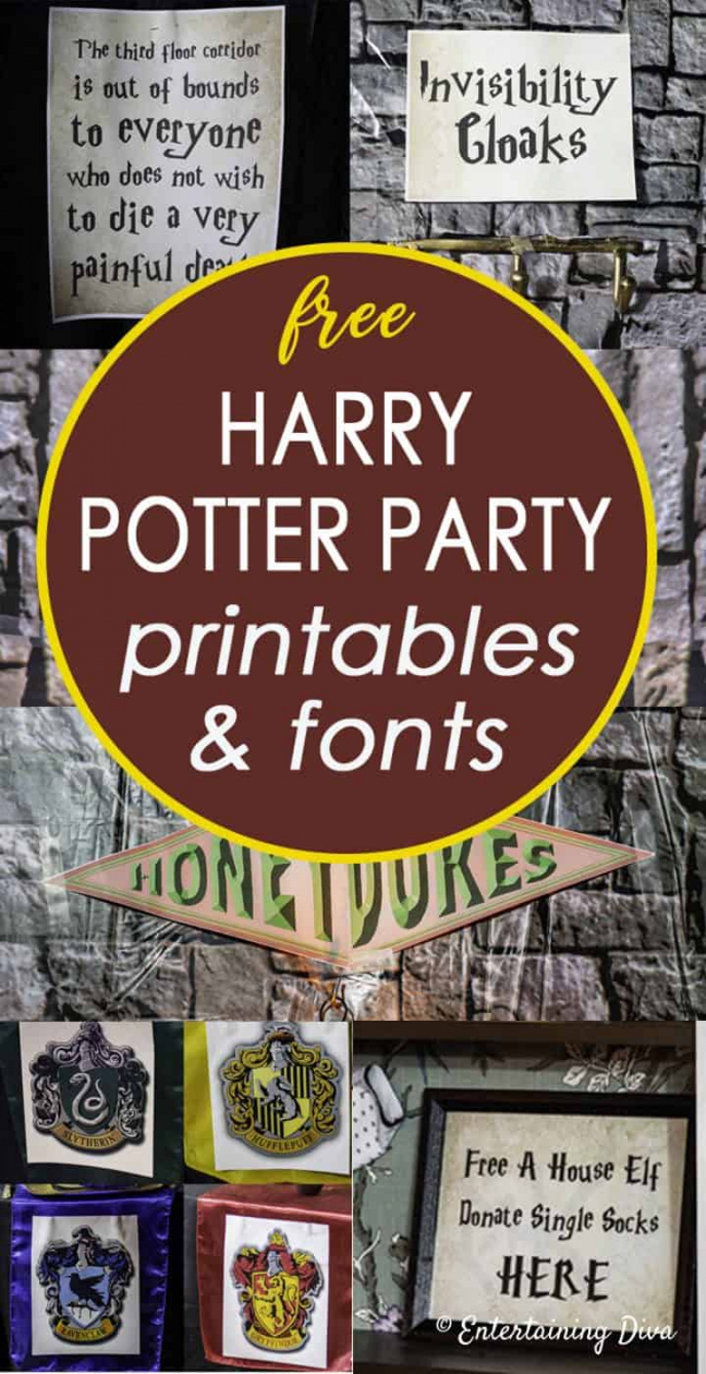 Free Harry Potter Printables and Fonts - Entertaining Diva - FREE Printables - Free Printable Harry Potter